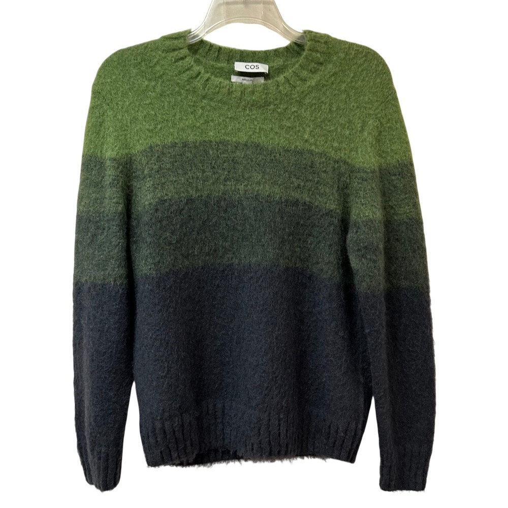 COS Green Charcoal Gradient Mohair Wool Blend Fuzzy Sweater Regular Fit NWT M